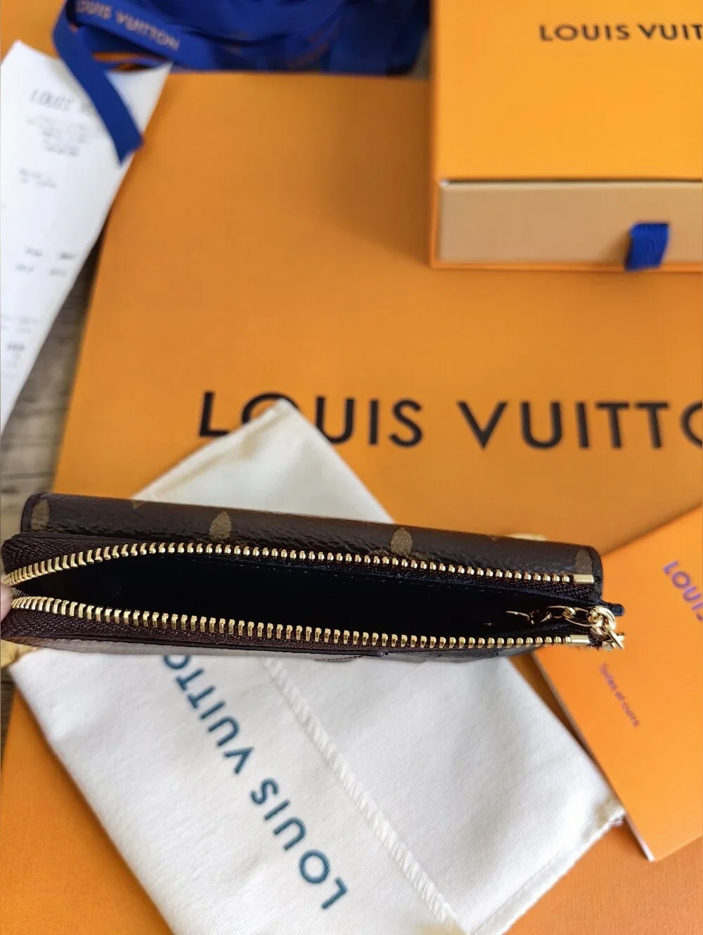 Louis Vuitton Monogram Key Pouch Wallet in Dark Brown with Gold Hardware